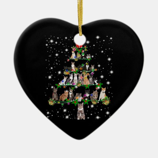 キャッツおもしろいクリスマスツリーティーオーナメントデコールギフト セラミックオーナメント (正面)