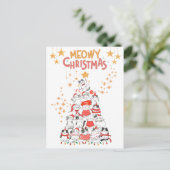 キャッツおもしろいクリスマスツリームワイクリスマスホリデー ポストカード (スタンド正面)