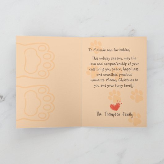 キャッツおもしろいクリスマスツリーMeowyクリスマスフォールディングカード シーズンカード (内部)