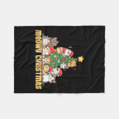キャッツおもしろいクリスマスツリーTee Meowyクリスマスキッズボーイズ フリースブランケット (正面(横))