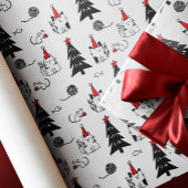 キャッツおもしろいクリスマスパターン白 ラッピングペーパー