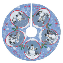 キャッツおもしろいミート雪だるまホリデーストーリークリスマス ブラッシュドポリエステルツリースカート