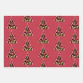 キャッツおもしろい衣服クリスマスセーターTrio ラッピングペーパーシート (正面2)