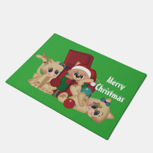 キャッツよくはしゃぐクリスマスホリデードアマット ドアマット