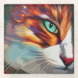 キャッツアイデザイン ガラスコースター