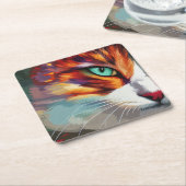 キャッツアイデザイン スクエアペーパーコースター (アングル)