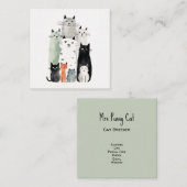 キャッツアンドフレンズウォーターカラーゴーアッシュイラストレーション スクエア名刺 (正面/裏面)