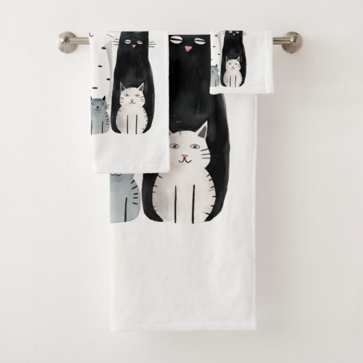 キャッツアンドフレンズウォーターカラーゴーアッシュイラストレーション バスタオルセット (インサイチュ)