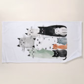 キャッツアンドフレンズウォーターカラーゴーアッシュイラストレーション ビーチタオル (正面)