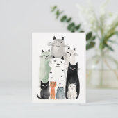 キャッツアンドフレンズウォーターカラーゴーアッシュイラストレーション ポストカード (スタンド正面)