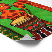 キャッツア遊フリカのジェムベドラムミニフォークアート ポスター (角)