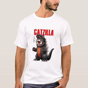 キャッツィラおもしろい- Cat Godzilla Mashup Tシャツ