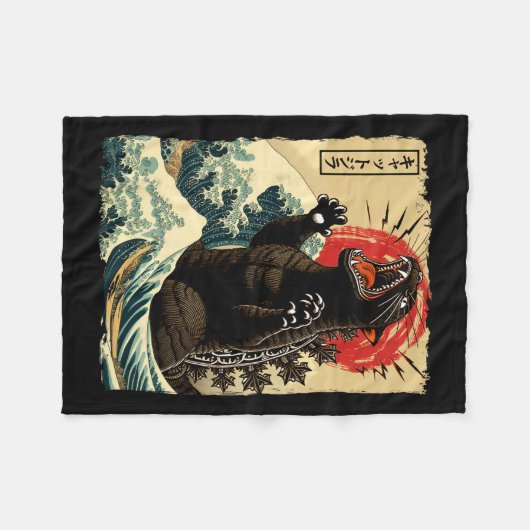 キャッツィラキャットアおもしろいートキャット日本のウィメン男性へズ フリースブランケット (正面(横))