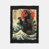 キャッツィラキャットアおもしろいートキャット日本のウィメン男性へズ フリースブランケット (正面)