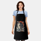キャッツィラ日本の猫アおもしろいートギフト男性へ エプロン (着用した状態)