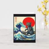 キャッツィラ日本の猫アおもしろいートギフト男性へ カード (黄色い花)