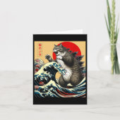 キャッツィラ日本の猫アおもしろいートギフト男性へ カード (正面)