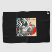 キャッツィラ日本の猫アおもしろいートギフト男性へ ゴルフタオル (横)