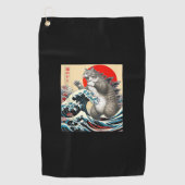 キャッツィラ日本の猫アおもしろいートギフト男性へ ゴルフタオル (正面)