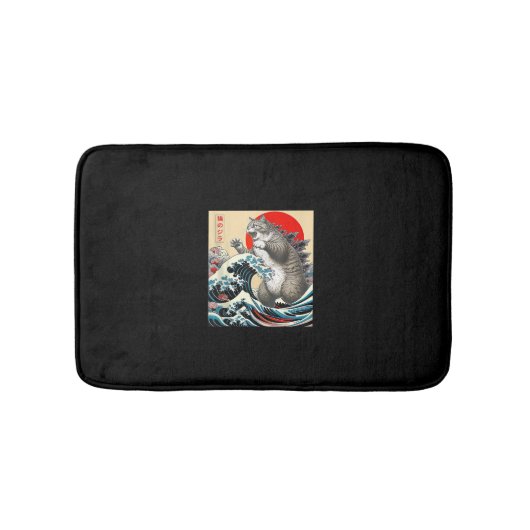 キャッツィラ日本の猫アおもしろいートギフト男性へ バスマット (正面)