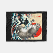 キャッツィラ日本の猫アおもしろいートギフト男性へ フリースブランケット (正面(横))