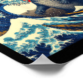 キャッツィラ日本の猫アおもしろいートギフト男性へ ポスター (角)