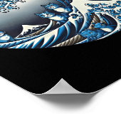 キャッツィラ日本の猫アおもしろいートギフト男性へ ポスター (角)