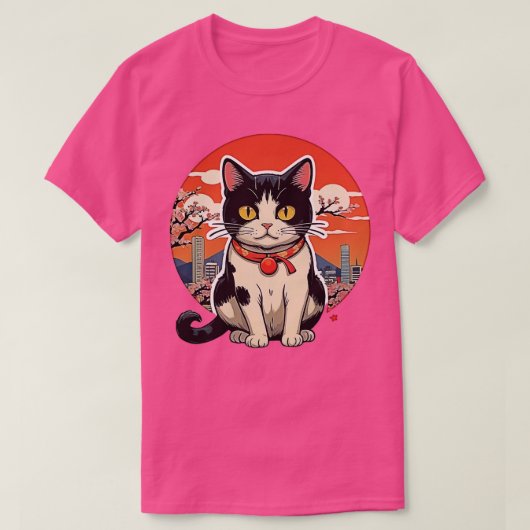 キャッツィラ日本の猫アおもしろいートギフト Tシャツ (デザイン正面)