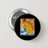 キャッツィラ猫日本のアニメかわいいおもしろいギフトサン 缶バッジ (正面&裏面)