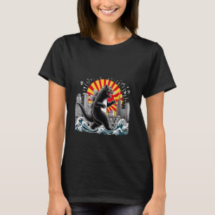 キャッツィラ キャット 和風アート ねこ 黒猫 にほん Tシャツ