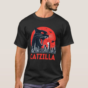 キャッツィラ 猫 和風アート 楽しい 日没 猫 Tシャツ