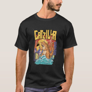 キャッツィラ 猫 和風アート 面白い ギフト 男女兼用 Tシャツ