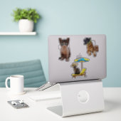 キャッツオンビーチ シール (デスク上のノートパソコン)