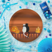 キャッツカボチャのキャンドルハロウィーン ペーパープレート (パーティー)