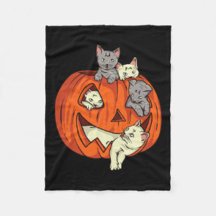 キャッツカボチャ彫りハロウィーンのカボチャのちょうちんキャットハロウィンC フリースブランケット