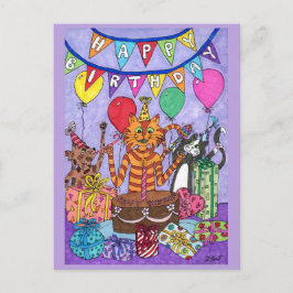 キャッツカラフル誕生日 ポストカード