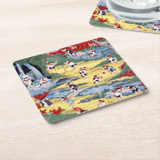 キャッツカ日本のントリー歌川国利 スクエアペーパーコースター (アングル)