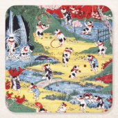 キャッツカ日本のントリー歌川国利 スクエアペーパーコースター (正面)