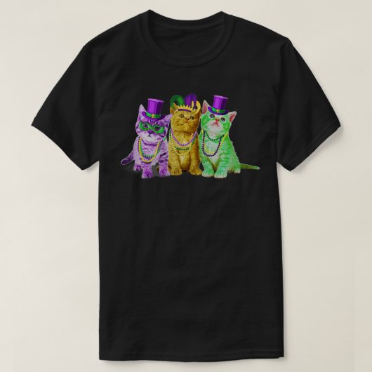 キャッツキッテン子猫マルディグラスフェスティバルパーティーキャットロ Tシャツ (デザイン正面)