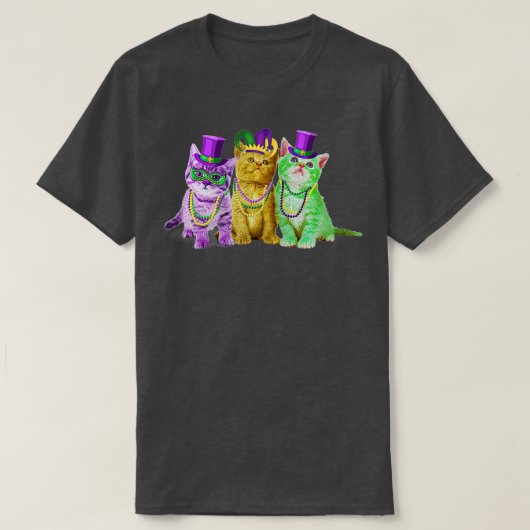 キャッツキットン子猫マルディグラフェスティバルパーティーキャットロ Tシャツ (デザイン正面)