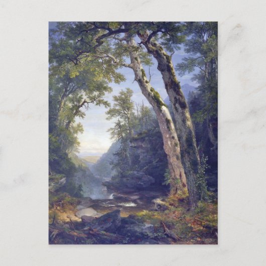 キャッツキル、森林の風景、キャンバス上の油絵、 ポストカード (正面)