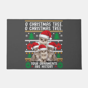 キャッツクリスマスシャツおもしろいオーナメントパジャマファミリー ドアマット