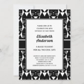 キャッツクールブラックタイバースデーパーティーおもしろい招待状 招待状 (正面)