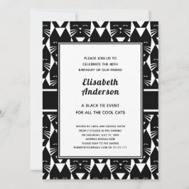 キャッツクールブラックタイバースデーパーティーおもしろい招待状 招待状
