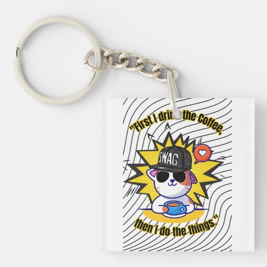 キャッツコーヒー引用文 キーホルダー (正面)