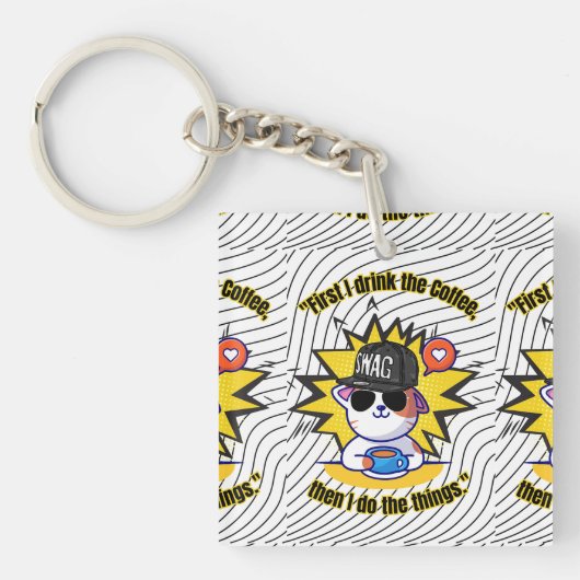 キャッツコーヒー引用文 キーホルダー (正面)