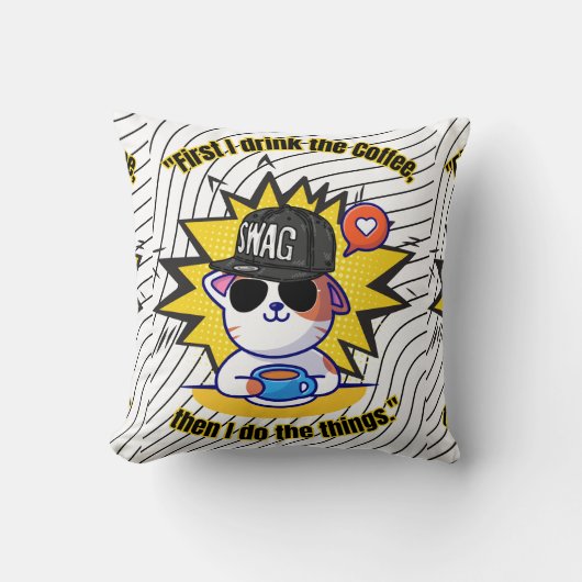 キャッツコーヒー引用文 クッション (正面)