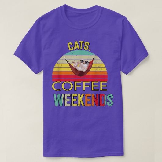 キャッツコーヒー週末の皮肉なユーモア Tシャツ (デザイン正面)