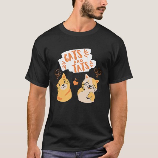 キャッツタトゥーインクおもしろい猫好き Tシャツ (正面)