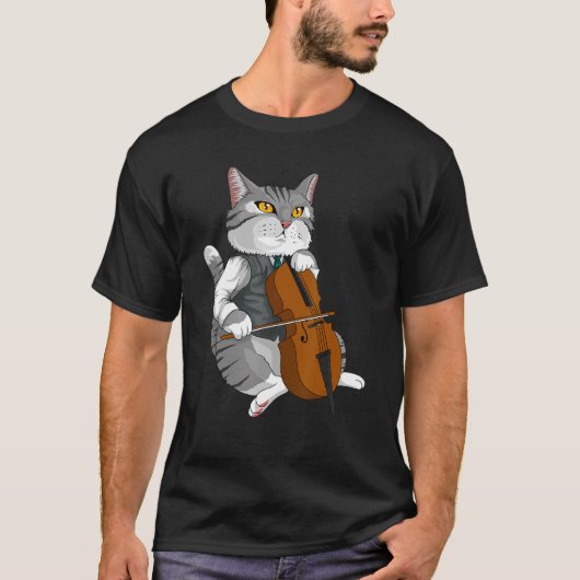 キャッツチェロ遊ヴァイオリンミュージカル楽器 Tシャツ (正面)